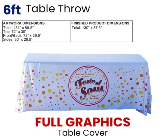 FIX0007 6ft Table Cover Throw – Full Graphics