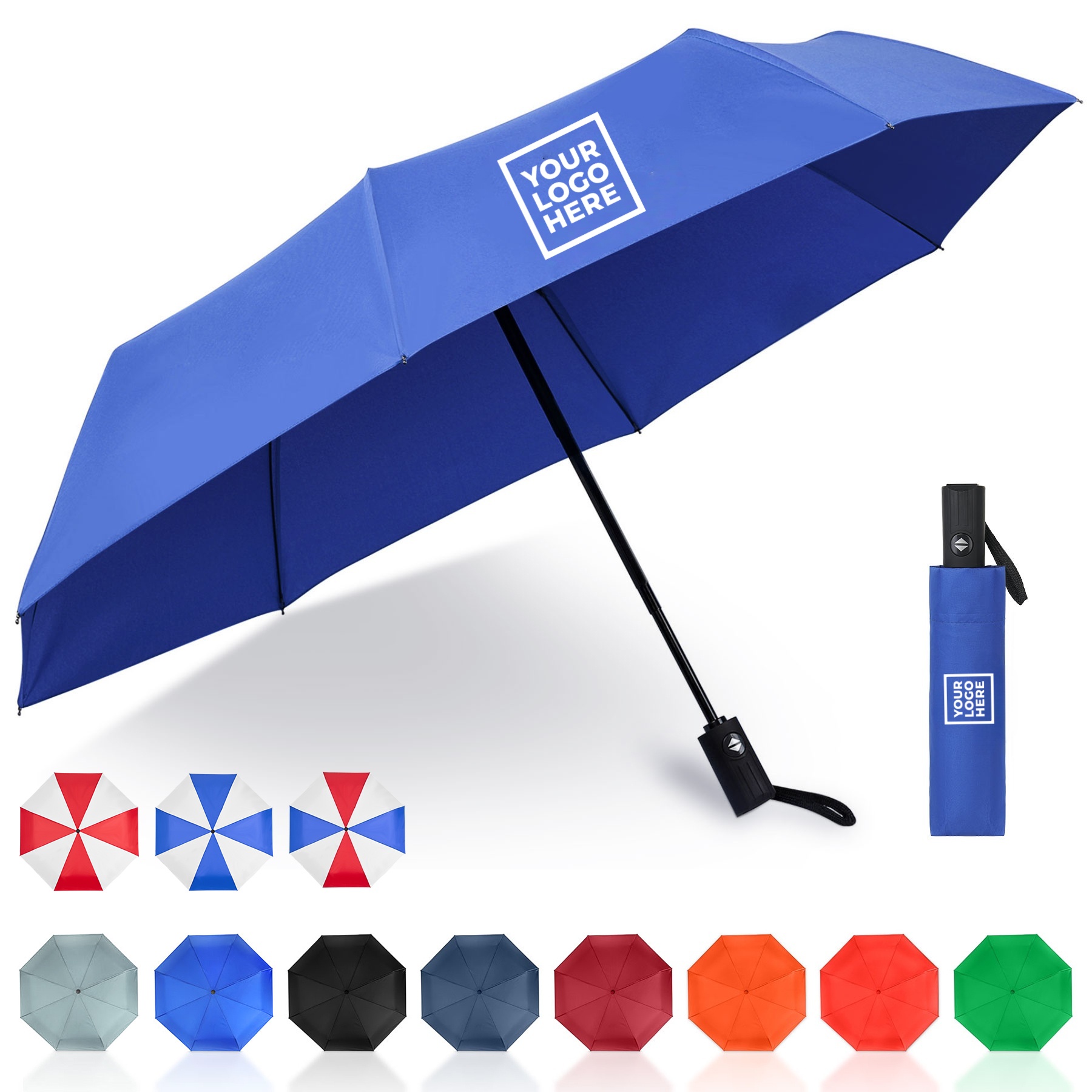 F0008 42'' Arc Auto Open+Close Telescopic Folding Umbrella (Full Color)