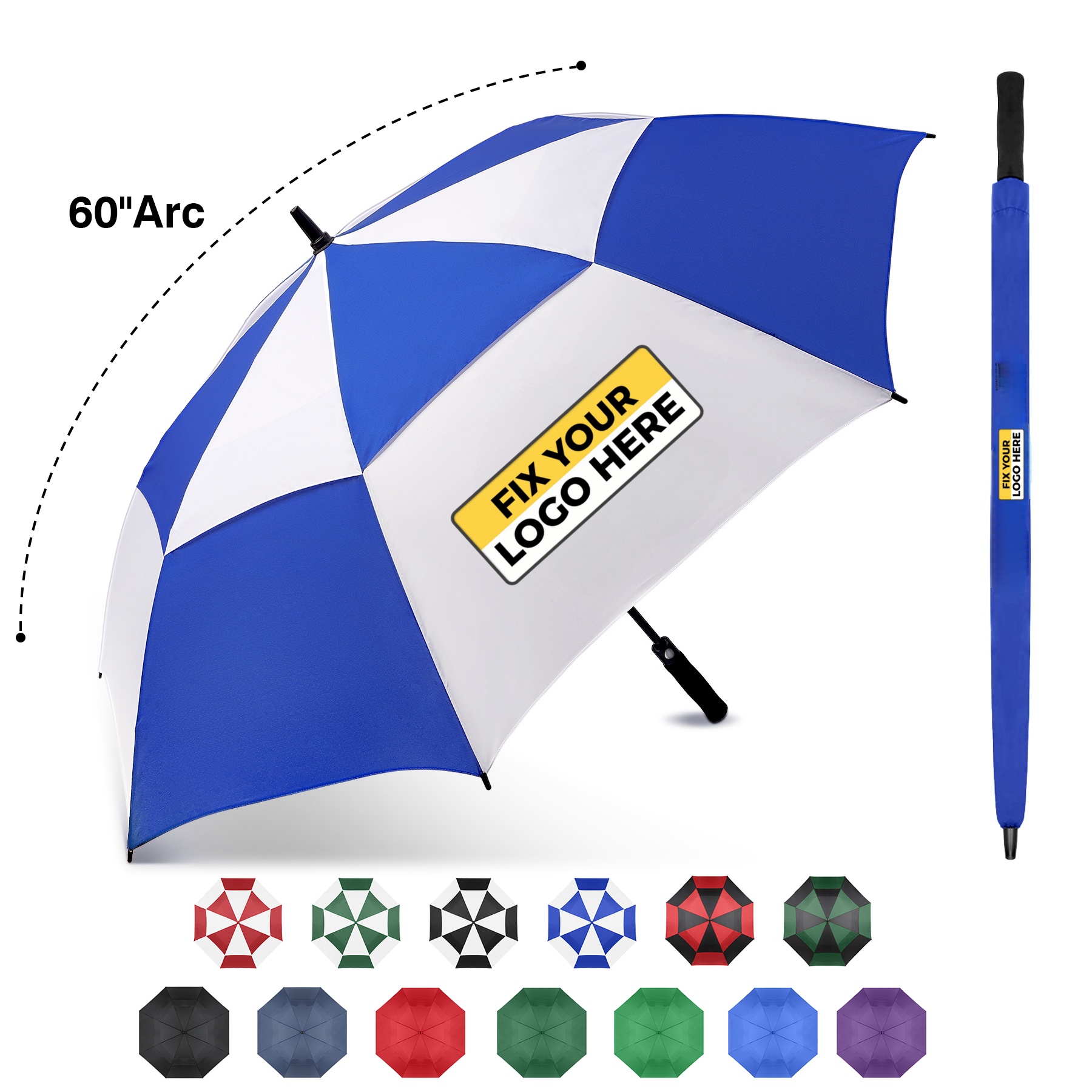 F0010 60'' Vented Auto-Open Golf Umbrella (Full Color)